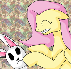 Size: 1059x1030 | Tagged: safe, artist:mojo1985, angel bunny, fluttershy, g4, hug