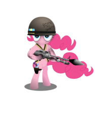 Size: 2400x3200 | Tagged: safe, artist:gonein10seconds, pinkie pie, earth pony, pony, g4, bandolier, bipedal, female, gun, high res, revolver, simple background, solo, transparent background