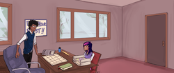 Size: 900x381 | Tagged: safe, artist:demdoodles, twilight sparkle, oc, human, g4, commission, humanized, school, younger