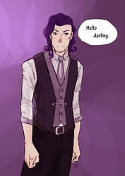 Size: 1280x1811 | Tagged: safe, artist:demdoodles, rarity, human, ask the genderswapped mane 7, g4, clothes, elusive, humanized, necktie, rule 63, solo, vest