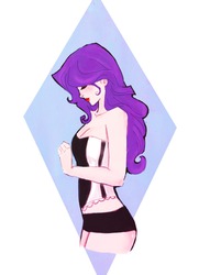 Size: 1280x1771 | Tagged: safe, artist:demdoodles, rarity, human, g4, clothes, eyes closed, female, humanized, lipstick, shorts, solo