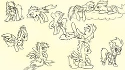 Size: 1191x670 | Tagged: safe, artist:thunderelemental, rainbow dash, soarin', zapp, g4, female, male, ship:soarindash, shipping, sketch, sketch dump, straight