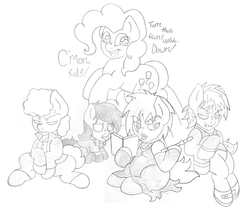 Size: 2400x2020 | Tagged: safe, artist:blackbewhite2k7, pinkie pie, g4, chubby, colt, crossover, filly, firkle smith, foal, goth, goth kids, henrietta biggle, high res, lipstick, male, michael (south park), monochrome, pete thelman, ponified, sketch, south park, wip