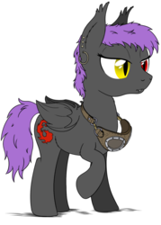 Size: 1000x1400 | Tagged: safe, artist:stinkehund, oc, oc only, oc:pyra mania, bat pony, pony, earring, fluffy, goggles, heterochromia, piercing, solo