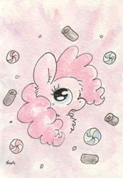 Size: 670x966 | Tagged: safe, artist:slightlyshade, pinkie pie, g4, candy, female, solo, traditional art