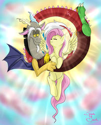 Size: 3000x3700 | Tagged: safe, artist:sparkadoptions, discord, fluttershy, g4, female, high res, male, ship:discoshy, shipping, straight