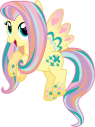 Size: 2252x3000 | Tagged: safe, artist:katequantum, fluttershy, pegasus, pony, g4, female, high res, rainbow power, rainbow power-ified, simple background, solo, transparent background, vector