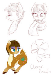 Size: 2480x3507 | Tagged: safe, artist:grandifloru, oc, oc only, oc:clover bud, deer pony, original species, high res, simple background, solo, white background