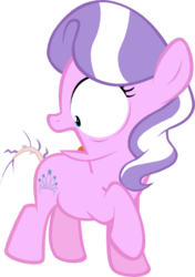 Size: 303x430 | Tagged: safe, artist:magerblutooth, diamond tiara, earth pony, pony, g4, abuse, dock, female, filly, foal, missing accessory, shaved tail, shocked, simple background, solo, tail, tiarabuse, transparent background, vector