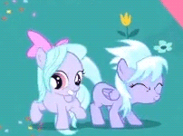Size: 202x150 | Tagged: safe, screencap, cloudchaser, flitter, g4, pinkie pride, animated, cute, cutechaser, female, filly, flitterbetes, younger