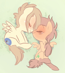 Size: 2201x2463 | Tagged: safe, artist:psychoon, oc, oc only, pegasus, pony, blushing, boop, colt, filly, high res, male, noseboop, shipping, straight