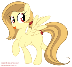 Size: 1024x946 | Tagged: safe, artist:stepandy, oc, oc only, oc:alice goldenfeather, pegasus, pony, g4, female, mare, ponytail, solo, tongue out