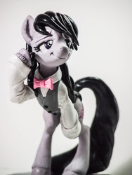 Size: 3024x4032 | Tagged: safe, artist:dustysculptures, octavia melody, earth pony, pony, g4, bedroom eyes, bipedal, clothes, irl, photo, pose, sculpture, smiling, solo