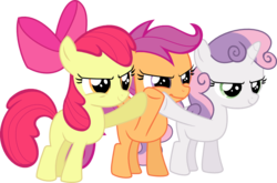 Size: 1111x731 | Tagged: safe, artist:incognito-i, apple bloom, scootaloo, sweetie belle, g4, cutie mark crusaders, hoofbump, simple background, svg, transparent background, vector