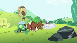 Size: 800x450 | Tagged: safe, screencap, gummy, opalescence, owlowiscious, tank, winona, g4, maud pie (episode), bored