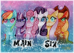 Size: 960x690 | Tagged: safe, artist:kawaii-desudesu, applejack, fluttershy, pinkie pie, rainbow dash, rarity, twilight sparkle, alicorn, pony, g4, female, linkin park, mane six, mare, twilight sparkle (alicorn)