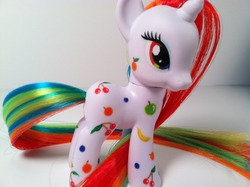 Size: 799x597 | Tagged: safe, artist:brighteyespony, pony, unicorn, brushable, customized toy, fruit, irl, photo, solo, toy