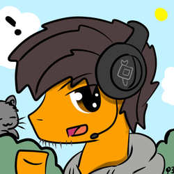 Size: 750x750 | Tagged: safe, artist:pizzaawpon-ee, oc, oc only, oc:hardwired hooves, gamer, headphones, solo