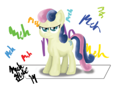 Size: 1500x1000 | Tagged: safe, artist:machstyle, bon bon, sweetie drops, earth pony, pony, g4, bon bon is not amused, female, mare, meh, simple background, solo, transparent background