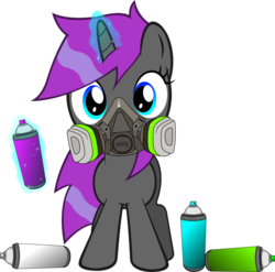 Size: 898x889 | Tagged: safe, artist:artpwny, oc, oc only, pony, unicorn, magic, mask, respirator, simple background, solo, spray paint, transparent background, vector