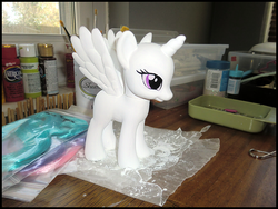 Size: 710x535 | Tagged: safe, artist:grandmathunderpants, princess celestia, g4, customized toy, irl, photo, solo, toy, wip