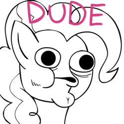 Size: 945x945 | Tagged: safe, pinkie pie, g4, dude, female, reaction image, solo