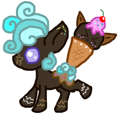 Size: 760x722 | Tagged: safe, artist:shadowdeal, oc, oc only, food pony, ice cream pony, original species, pony, augmented tail, cherry, food, fruit, ice cream, ice cream cone, ice cream tail, solo, sprinkles