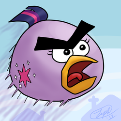 Size: 512x512 | Tagged: artist needed, safe, twilight sparkle, bird, g4, angry birds, artifact, birdified, crossover, female, solo, species swap
