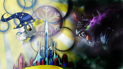 Size: 900x506 | Tagged: safe, artist:atryl, artist:emkay-mlp, king sombra, star swirl the bearded, g4, crystal empire