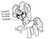 Size: 1792x1408 | Tagged: safe, artist:snapai, pinkie pie, g4, business, business business business numbers, crossover, female, lego, monochrome, simple background, solo, the lego movie, unikitty, white background