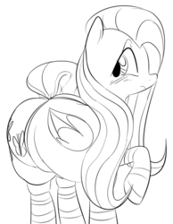 Size: 939x1211 | Tagged: safe, artist:dotkwa, fluttershy, g4, chubby, female, grayscale, monochrome, solo