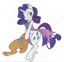 Size: 960x941 | Tagged: safe, artist:dfectivedvice, rarity, pony, semi-anthro, g4, arm hooves, bipedal, clothes, colored, dress, female, hat, hoof hold, mage, magic, simple background, smiling, solo, torn clothes, transparent background, wizard