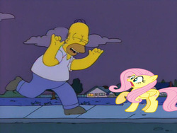 Size: 680x510 | Tagged: safe, edit, edited screencap, screencap, fluttershy, pegasus, pony, g4, crossover, homer simpson, meme