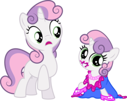 Size: 8000x6336 | Tagged: safe, artist:medio-cre, sweetie belle, pony, for whom the sweetie belle toils, g4, 5-year-old sweetie belle, absurd resolution, clothes, cute, diasweetes, dress, high heels, lipstick, self adoption, self ponidox, simple background, time paradox, transparent background, vector