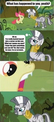 Size: 904x2048 | Tagged: safe, screencap, apple bloom, zecora, zebra, g4, my little pony: friendship is magic, the cutie pox, comic, screencap comic