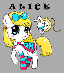 Size: 418x477 | Tagged: safe, artist:minessa, oc, oc only, oc:alice, pony, rabbit, solo, watch