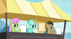 Size: 1023x572 | Tagged: safe, screencap, doctor whooves, lyra heartstrings, merry may, time turner, g4, leap of faith, my little pony: friendship is magic, exploitable meme, judging, lyra's score, meme, template