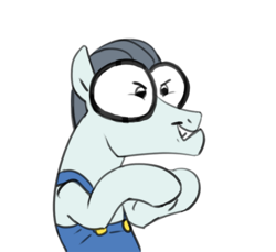 Size: 567x520 | Tagged: artist needed, safe, silver shill, earth pony, pony, g4, grin, le happy merchant, male, overalls, shilling intensifies, simple background, smiling, solo, stallion, transparent background