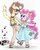 Size: 2204x2720 | Tagged: safe, artist:oriwhitedeer, cheese sandwich, pinkie pie, pony, g4, bipedal, clothes, dancing, dress, female, high res, male, music, ship:cheesepie, shipping, straight, traditional art