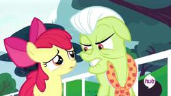 Size: 1021x572 | Tagged: safe, screencap, apple bloom, granny smith, g4, leap of faith, hub logo