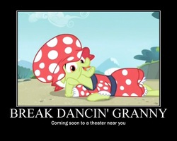 Size: 750x600 | Tagged: safe, granny smith, g4, leap of faith, breakdancing, female, motivational poster, solo