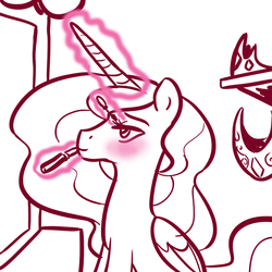 Size: 1000x1000 | Tagged: safe, artist:willdrawforfood1, princess celestia, g4, female, magic, makeup, solo