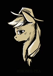 Size: 896x1280 | Tagged: safe, artist:hiroshi-tea, applejack, g4, female, grayscale, monochrome, profile, solo