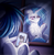 Size: 900x914 | Tagged: safe, artist:inuhoshi-to-darkpen, dj pon-3, octavia melody, vinyl scratch, g4, female, floppy ears, fluffy, frown, hoof hold, lesbian, mirror, phone, reflection, sad, ship:scratchtavia, shipping, unshorn fetlocks