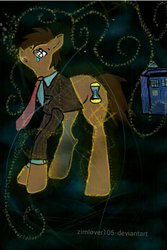 Size: 730x1095 | Tagged: safe, artist:zimlover105, doctor whooves, time turner, g4, crying, glasses, male, sad, solo