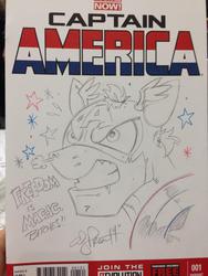 Size: 768x1024 | Tagged: safe, artist:andy price, pony, captain america, ponified, solo, traditional art