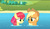 Size: 1013x585 | Tagged: safe, screencap, apple bloom, applejack, earth pony, pony, g4, leap of faith, apple bloom's bow, applejack's hat, bow, cowboy hat, duo, duo female, female, hair bow, hat, sad, teeth, wet, wet hair bow, wet mane, wet mane apple bloom, wet mane applejack