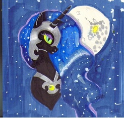 Size: 427x404 | Tagged: safe, artist:cadenceismysoul, nightmare moon, g4, female, solo, traditional art