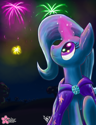 Size: 2550x3300 | Tagged: safe, artist:clouddg, trixie, pony, unicorn, g4, female, fireworks, high res, magic, mare, solo