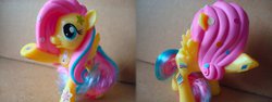 Size: 922x346 | Tagged: safe, fluttershy, g4, irl, mcdonald's happy meal toys, photo, rainbow power, solo, sticker, toy